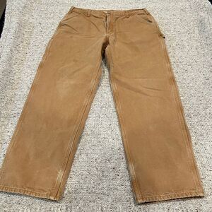 VTG Carhartt B111 BRN Pants Mens 40x32 Brown Duck Canvas Carpenter Flannel Lined
